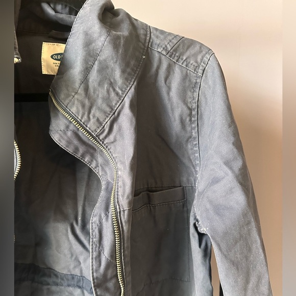 Old Navy Cinch Waist Faded Navy Utility Zip Up Jacket XS - Picture 4 of 6